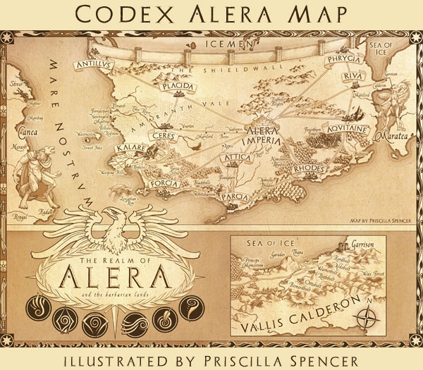 Codex Alera map illustrated by Priscilla Spencer